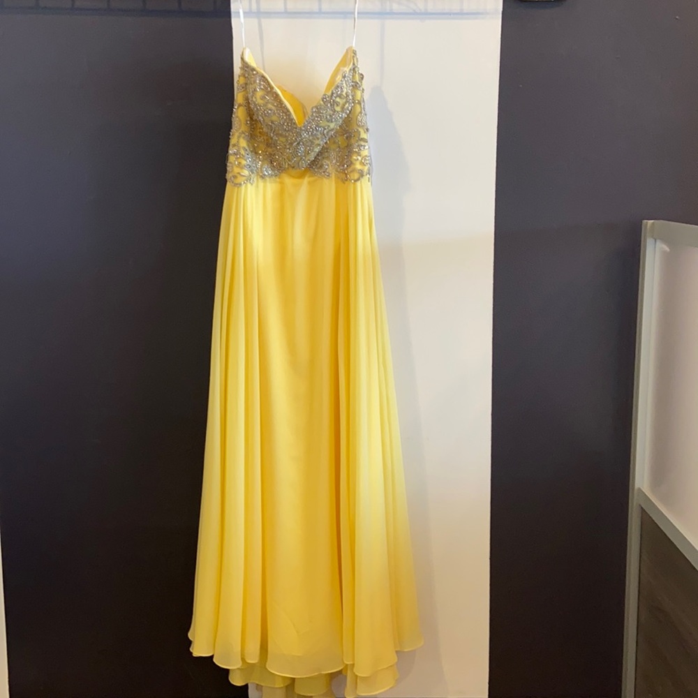 Yellow Tony Bowls Formal Dress